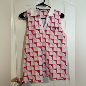 Devereux Golf T-Mobile Woman M Polo Shirt Pink White Sleeveless Performance